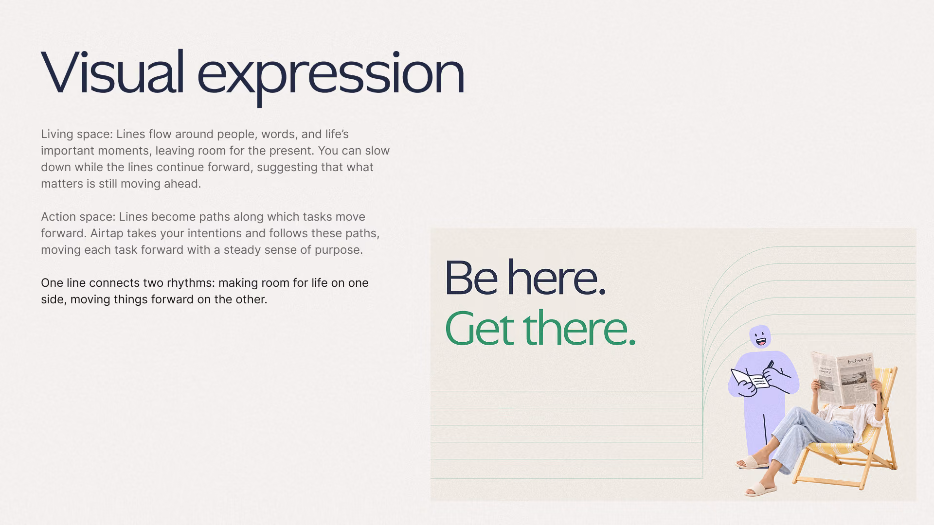 Airtap visual expression — Be here. Get there.