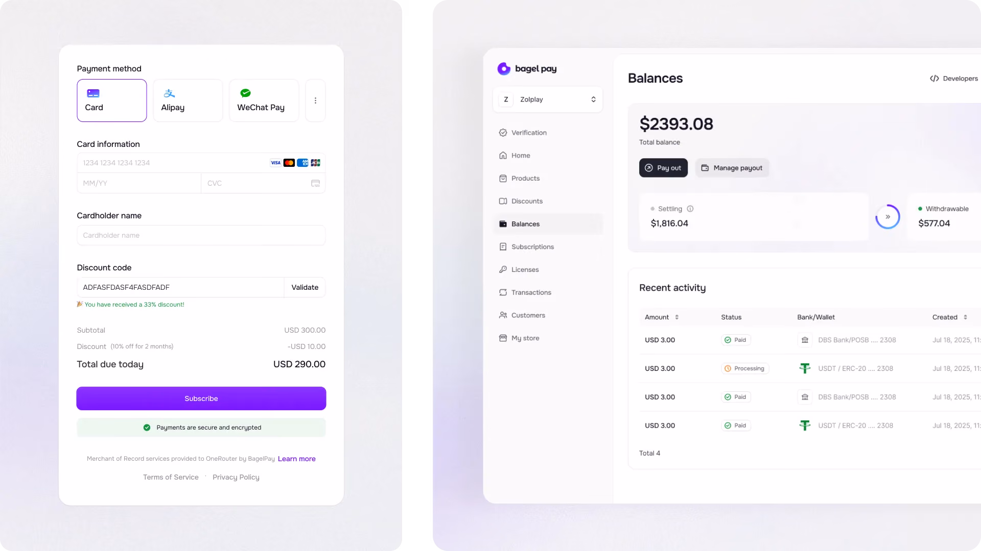 BagelPay showcase