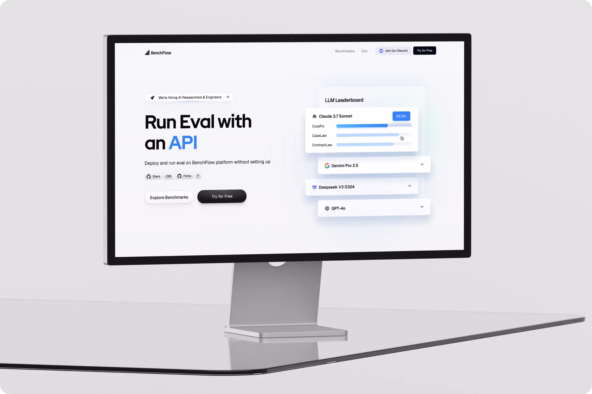 BenchFlow website on a Studio Display