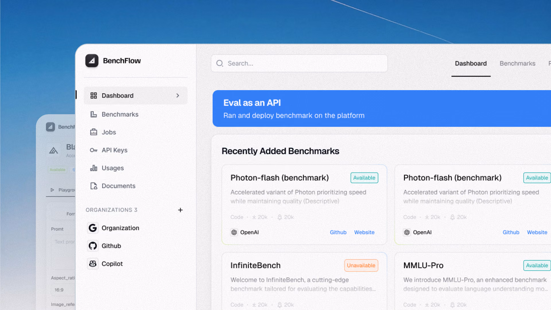 BenchFlow dashboard interface