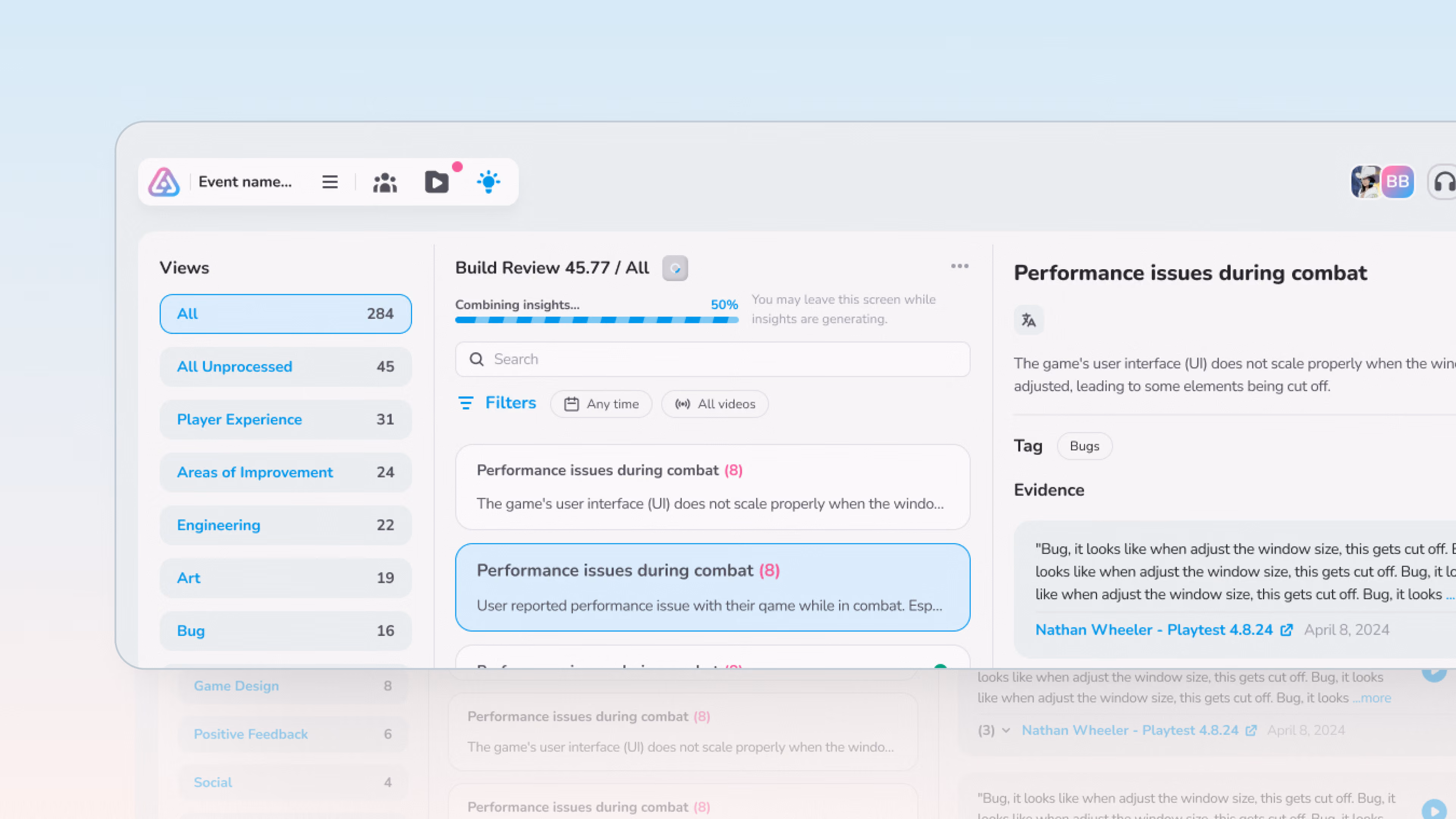 Build review dashboard interface