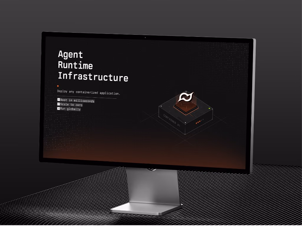 CoreSpeed agent runtime infrastructure on a desktop monitor
