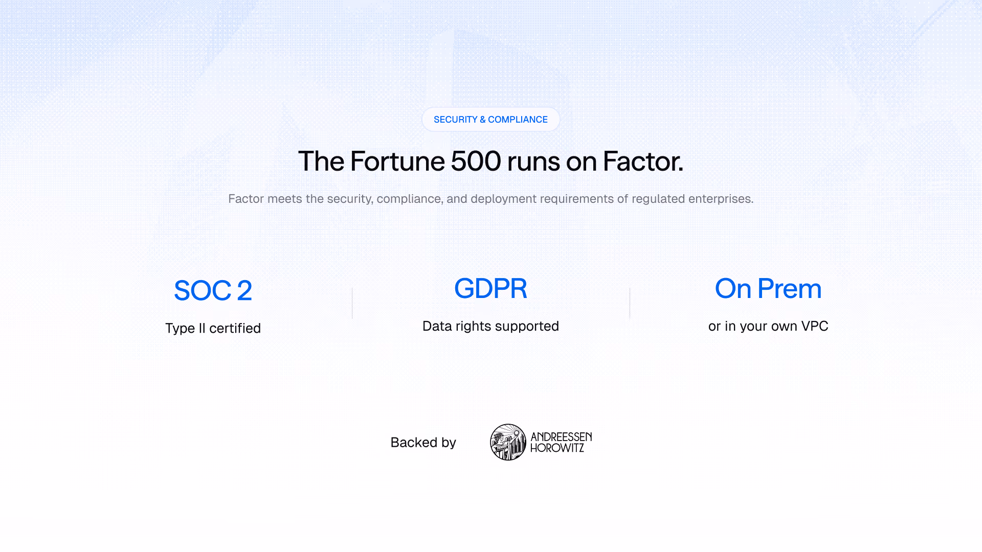 Factor security and compliance