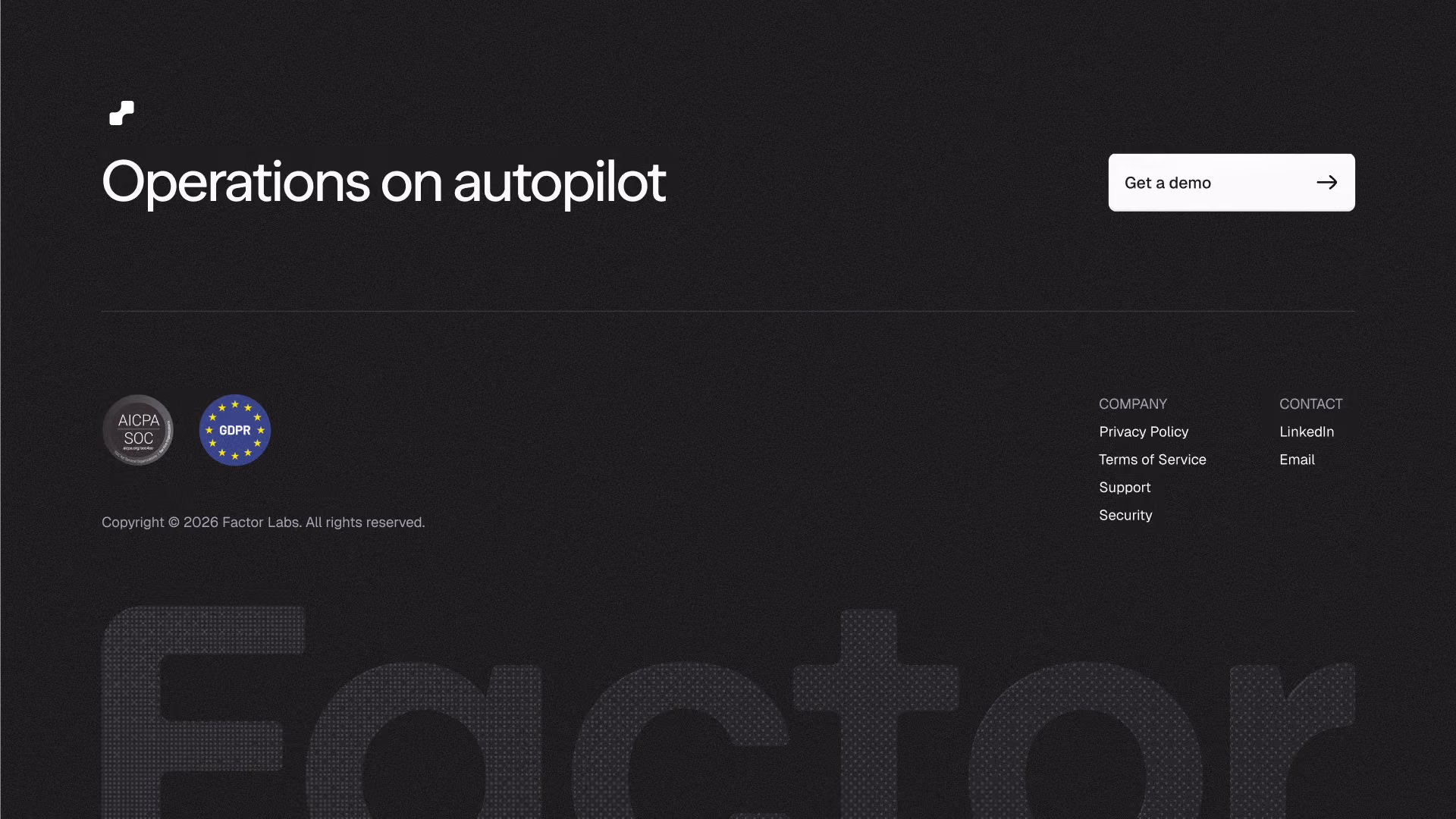 Factor website footer