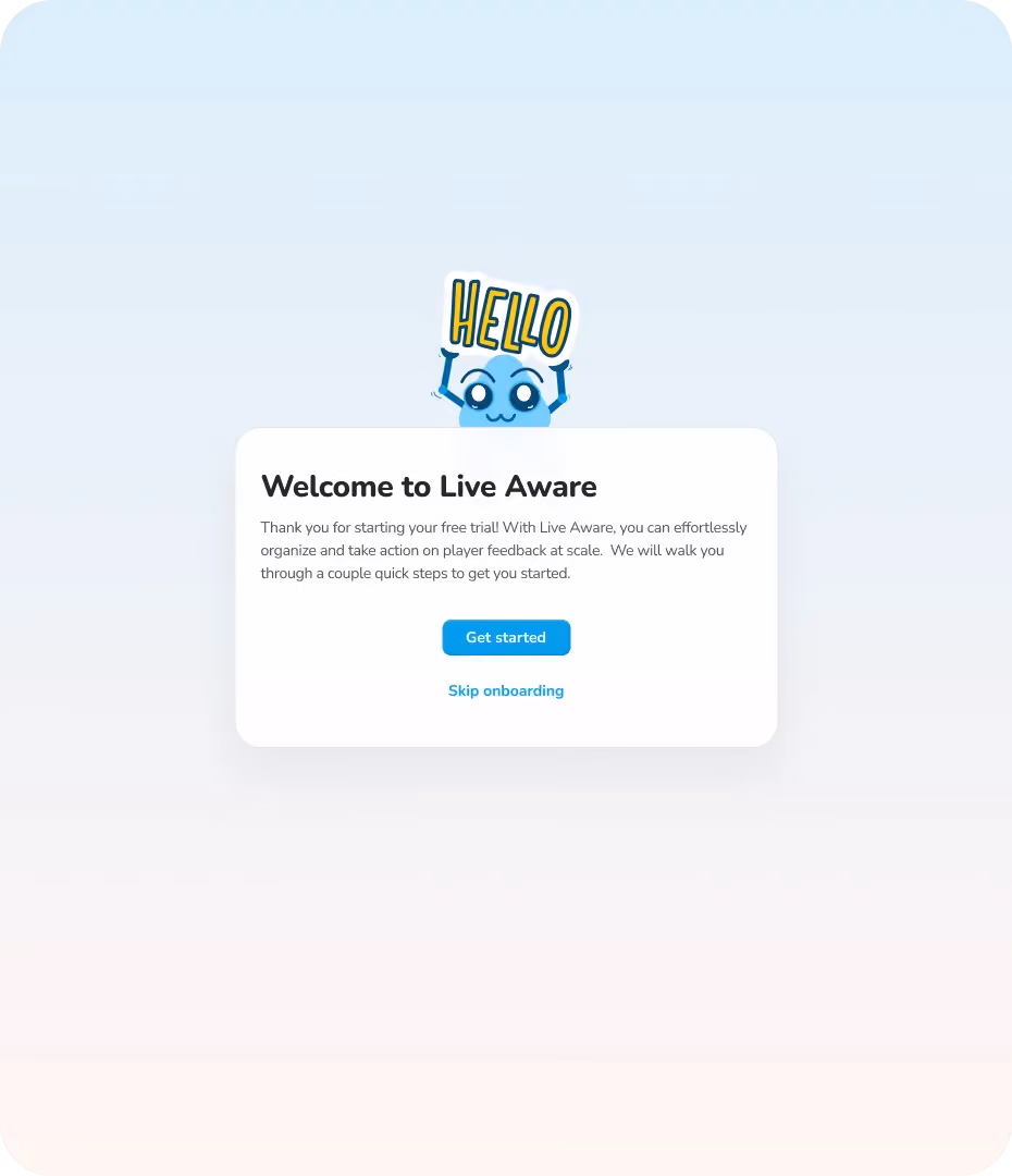 Live Aware welcome card