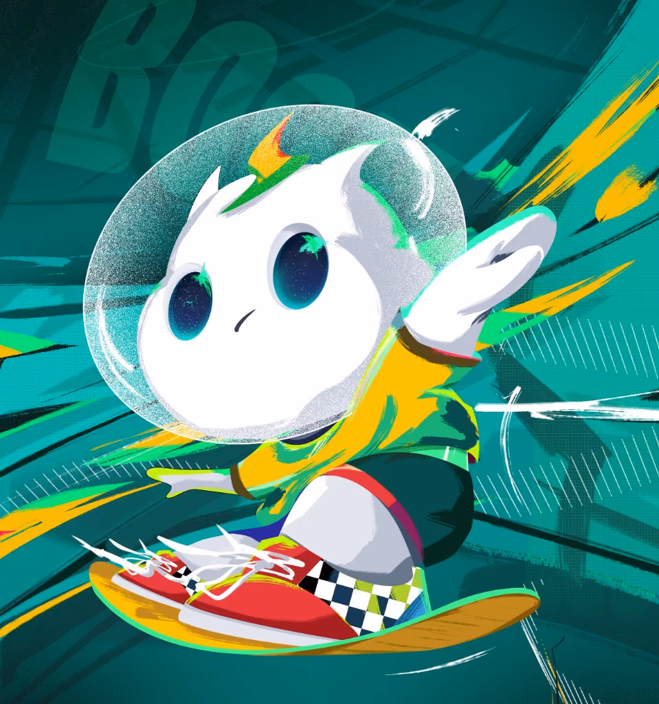 Cloudee astronaut skateboard illustration