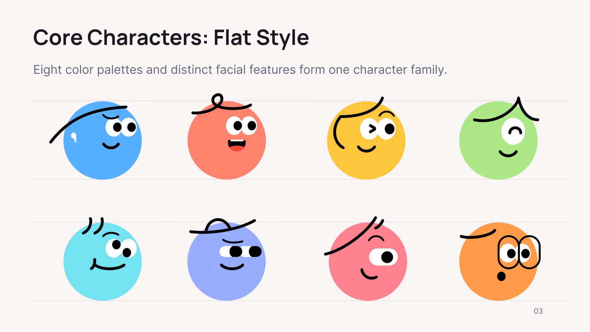 Core characters, flat style