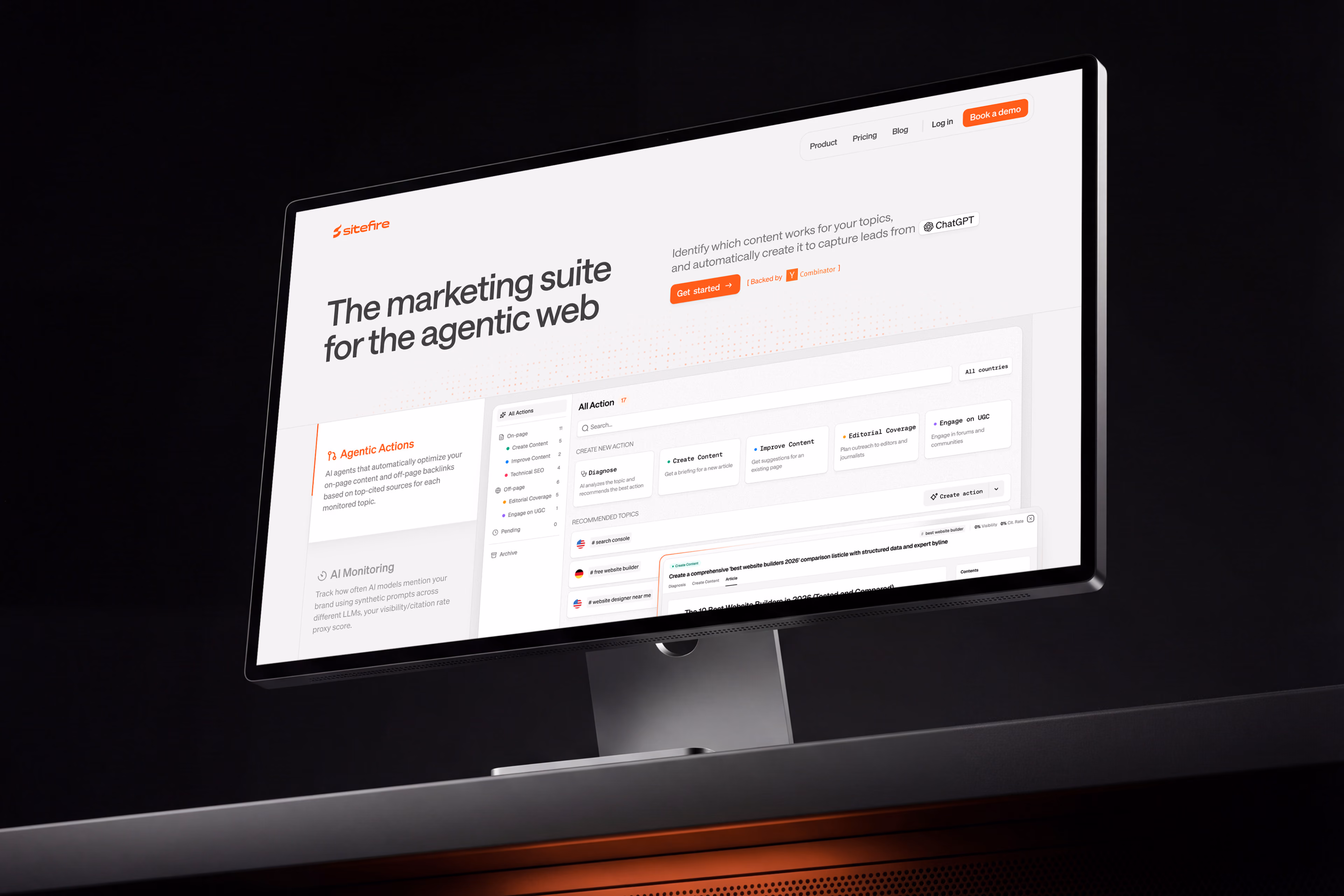 sitefire website displayed on a desktop monitor